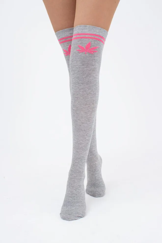 Гольфы ботфорты хлопковые с рисунком WBM-004 (WGL-004 melange gamb) Giulia (light grey melange/rose)