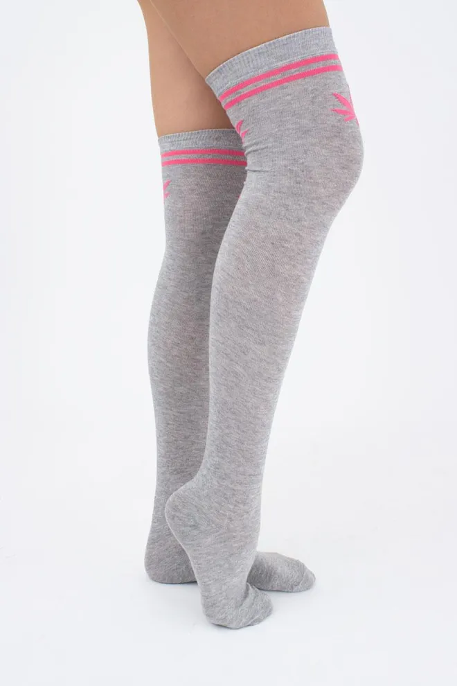 Гольфы ботфорты хлопковые с рисунком WBM-004 (WGL-004 melange gamb) Giulia (light grey melange/rose)