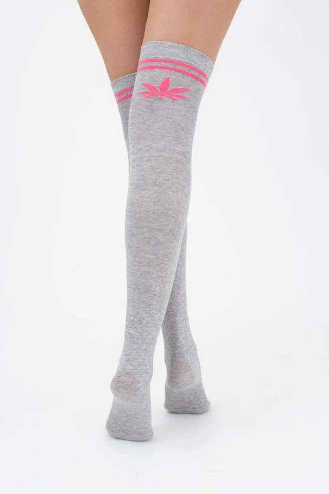 Гольфы ботфорты хлопковые с рисунком WBM-004 (WGL-004 melange gamb) Giulia (light grey melange/rose)