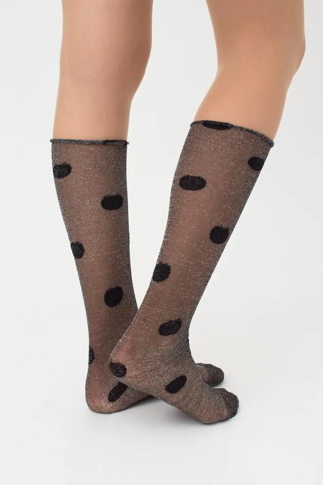 Прозрачные гольфы с люрексом Wg1 cristal lurex pa 001 Giulia (nero)