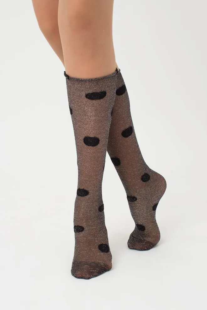 Прозрачные гольфы с люрексом Wg1 cristal lurex pa 001 Giulia (nero)