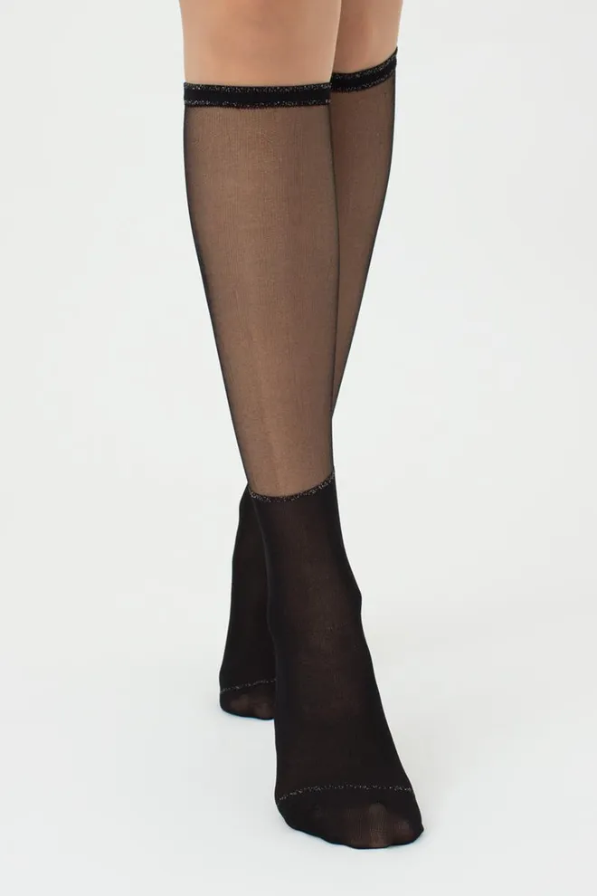 Жіночі блискучі гольфи WG1 Cristal Lurex PA 004 Giulia (black)