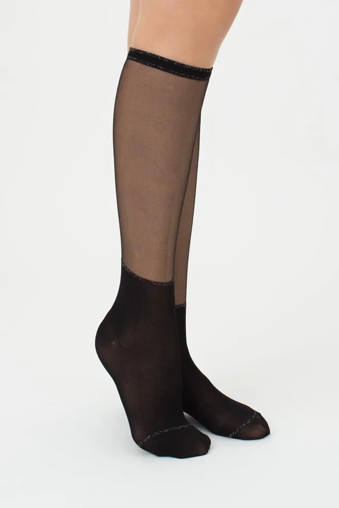 Жіночі блискучі гольфи WG1 Cristal Lurex PA 004 Giulia (black)