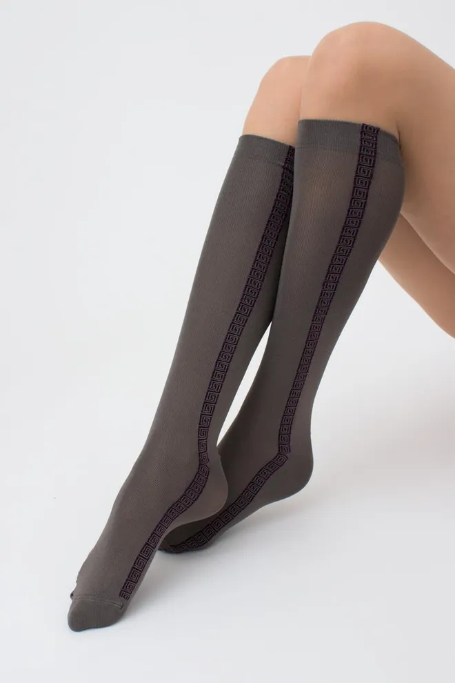 Жіночі блискучі гольфи Wg1 fashion lurex pa 001 Giulia (grey/pink metallic)