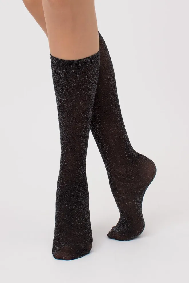 Жіночі блискучі гольфи Wg1 lurex pa 001 Giulia (silver metallic)