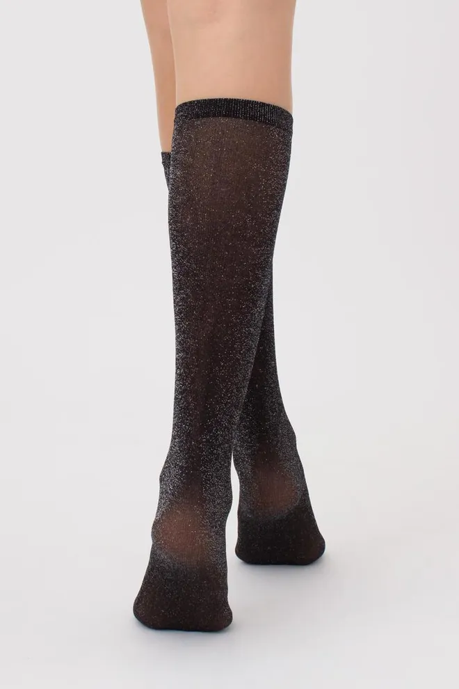 Жіночі блискучі гольфи Wg1 lurex pa 001 Giulia (silver metallic)