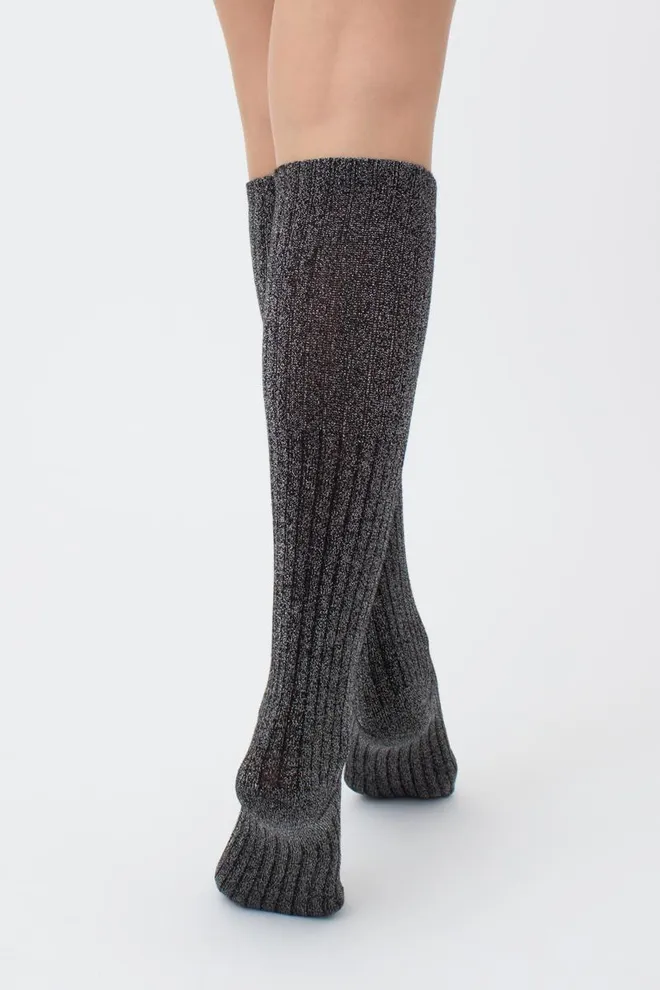 Жіночі блискучі гольфи Wg1 lurex rib strong 001 Giulia (black/silver metallic)