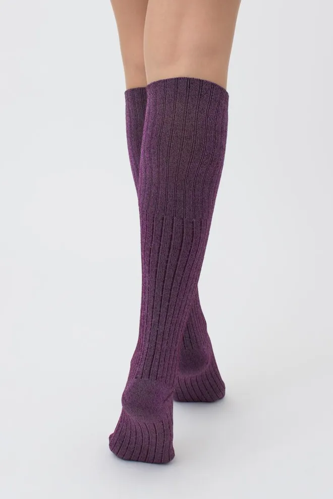 Женские блестящие гольфы Wg1 lurex rib strong 001 Giulia (marsala/shiny pink metallic)