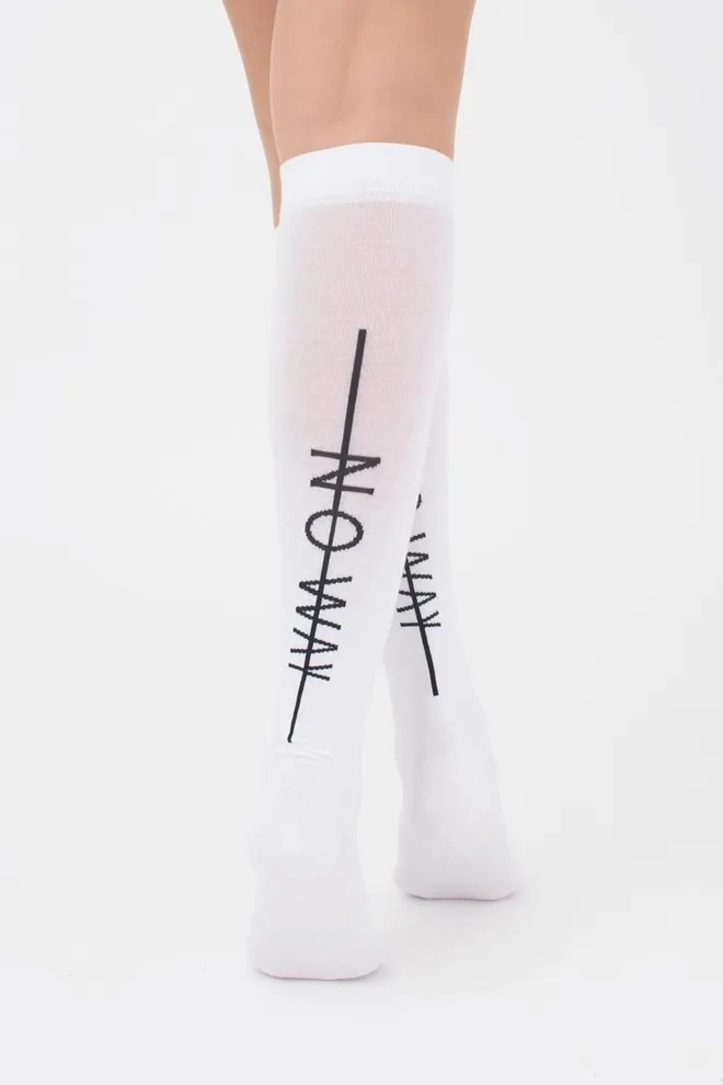 Гольфы ботфорты хлопковые с надписью WG1 TEXT 001 Giulia (white)