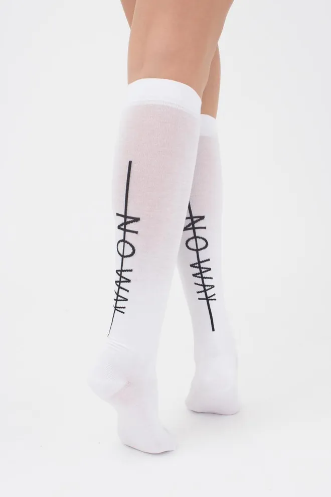 Гольфы ботфорты хлопковые с надписью WG1 TEXT 001 Giulia (white)