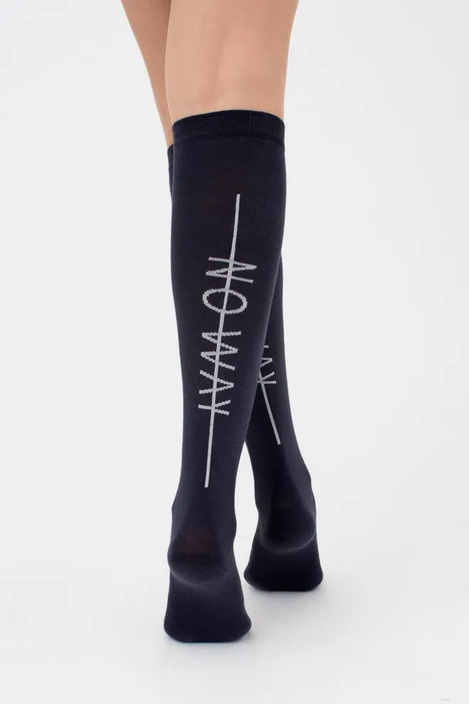 Гольфы ботфорты хлопковые с надписью WG1 TEXT 001 Giulia (black)