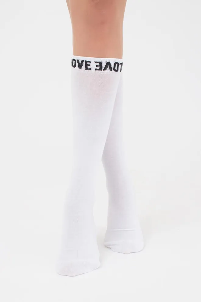 Гольфы ботфорты хлопковые с надписью WG1 text 002 Giulia (white)