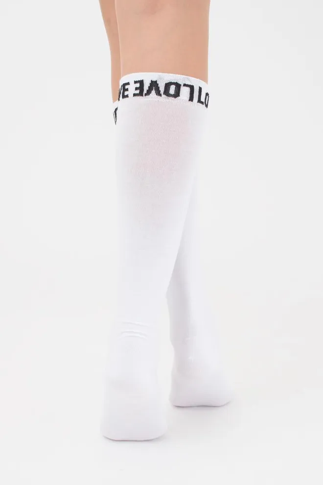 Гольфы ботфорты хлопковые с надписью WG1 text 002 Giulia (white)