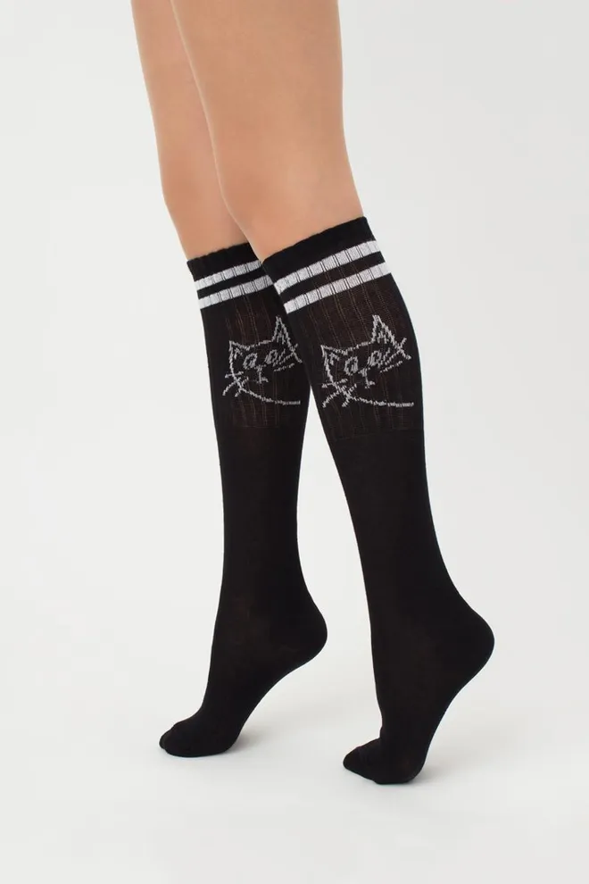 Хлопковые гольфы с принтом Wgs-008 Giulia (nero)