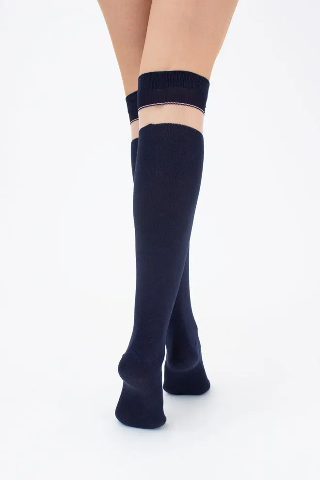 Гольфы ботфорты хлопковые с рисунком Wgm-002 gamb Giulia (navy)