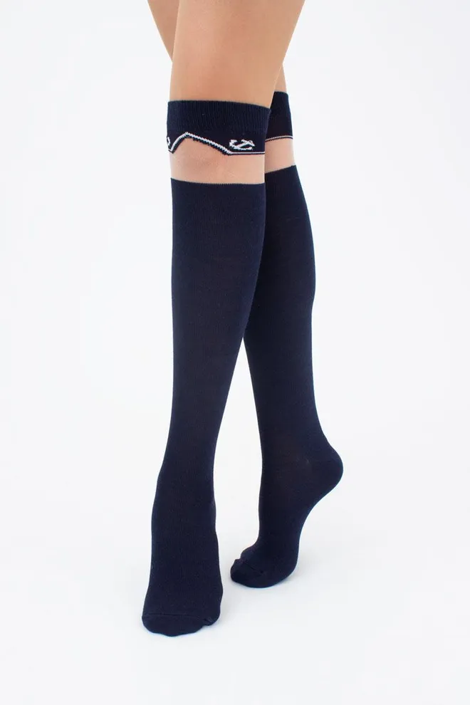 Гольфы ботфорты хлопковые с рисунком Wgm-002 gamb Giulia (navy)