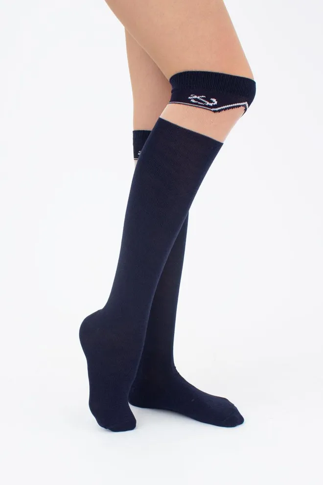 Гольфы ботфорты хлопковые с рисунком Wgm-002 gamb Giulia (navy)