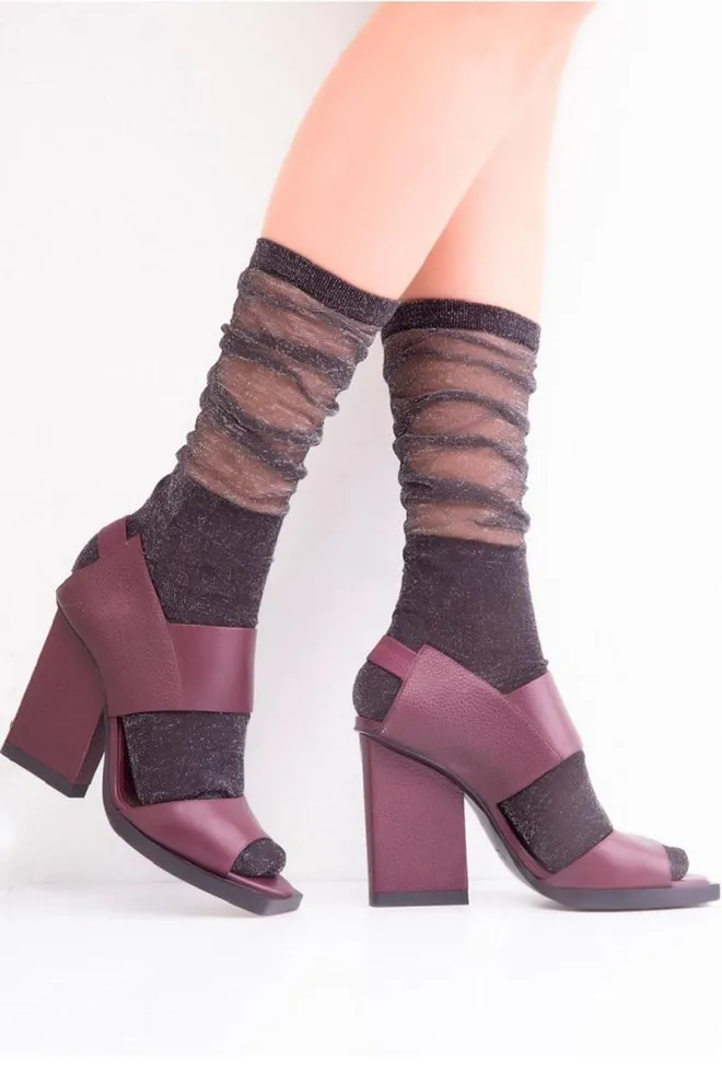 Носки женские высокие с блеском Wgc/Mnlx-cl Giulia (nero)