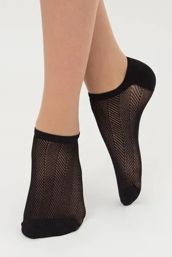 Носки женские невидимые c ажурным рисунком спортивные WS1 Air Pa 003 Giulia (nero), черный