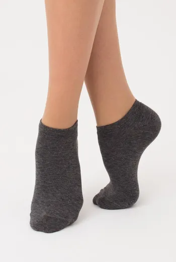 Носки женские короткие Ws1 classic Giulia 2 пары (dark grey melange), серый