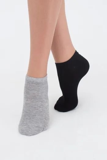 Носки женские короткие Ws1 classic Giulia 2 пары (black/light grey melange)