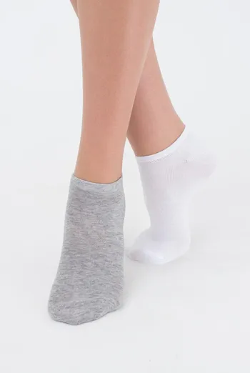 Носки женские короткие Ws1 classic Giulia 2 пары (light grey melange/white) Носки женские короткие Ws1 classic Giulia 2 пары (light grey melange/white)