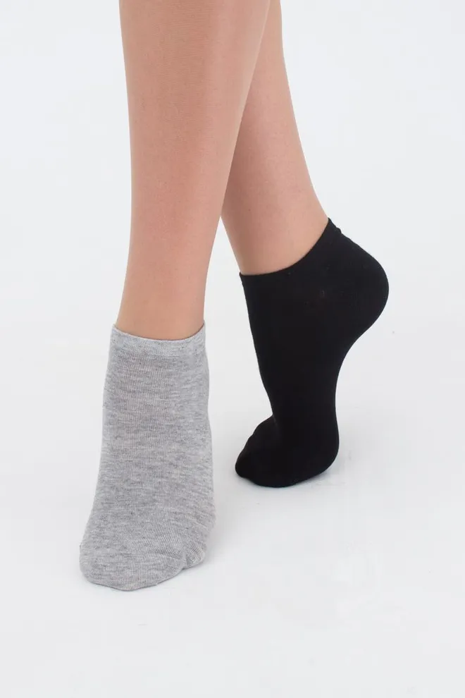 Носки женские короткие Ws1 classic Giulia 2 пары (black/light grey melange)