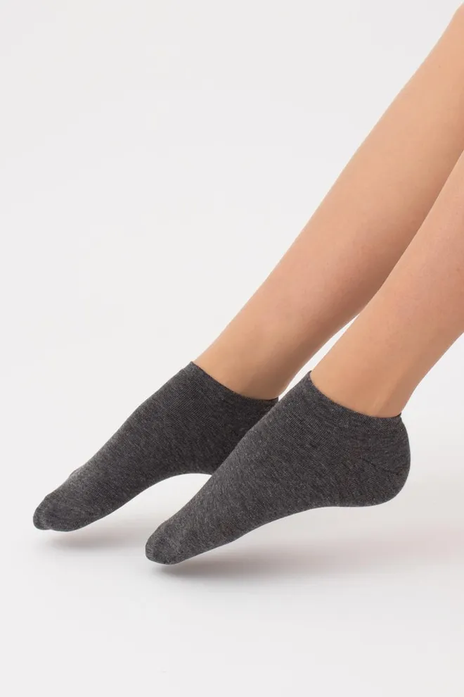 Шкарпетки жіночі короткі Ws1 classic Giulia 2 пари (dark grey melange), сірий