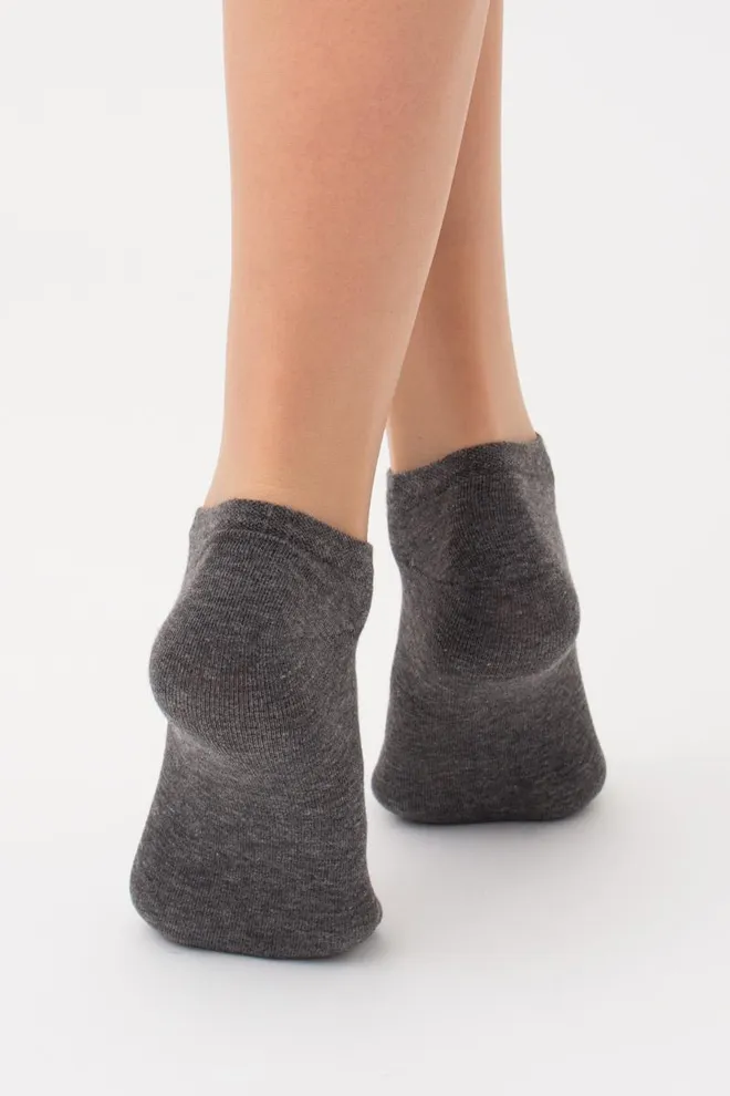 Шкарпетки жіночі короткі Ws1 classic Giulia 2 пари (dark grey melange), сірий