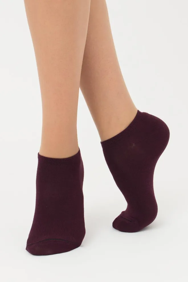 Носки женские короткие Ws1 classic Giulia 2 пары (grape vintage/black), фиолетовый/черный