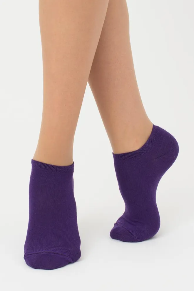 Носки женские короткие Ws1 classic Giulia 2 пары (violet indigo/silver melange)