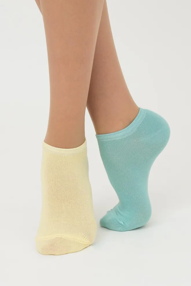 Носки женские короткие Ws1 classic Giulia 2 пары (pastel turquoise/light yellow)