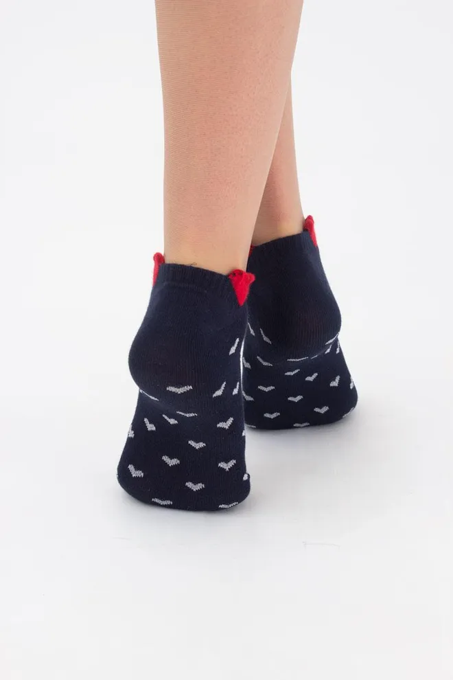 Шкарпетки жіночі короткі в сердечко Ws1 fashion 040 Giulia (navy)