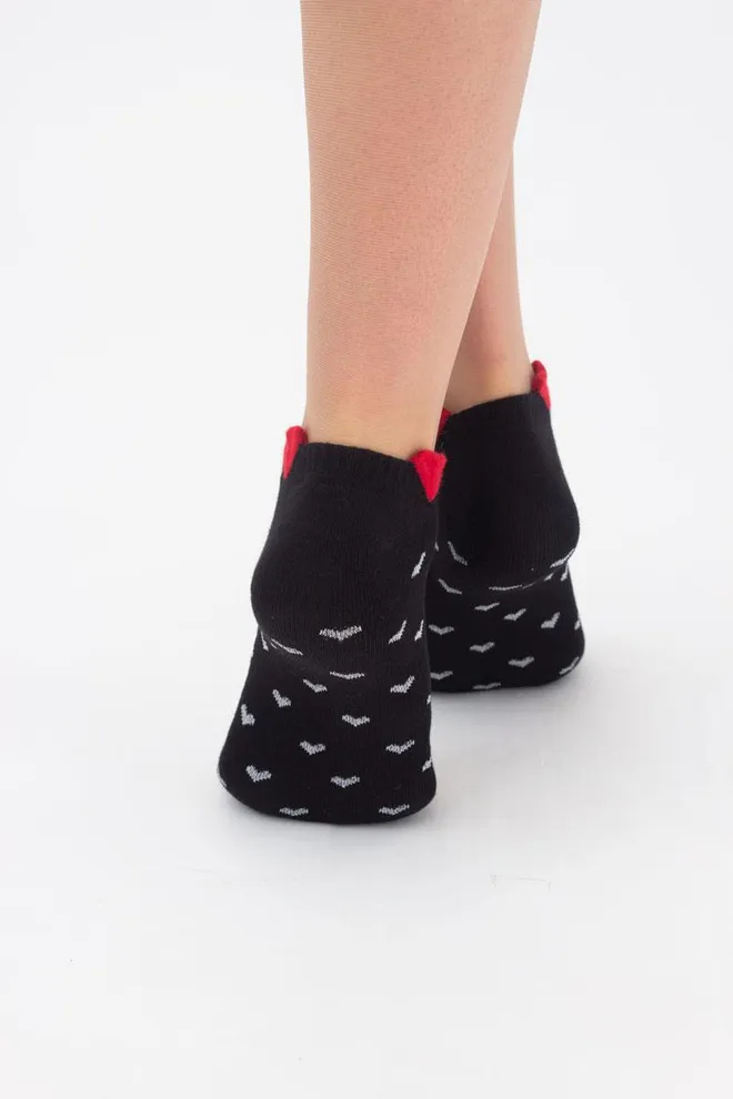 Шкарпетки жіночі короткі в сердечко Ws1 fashion 040 Giulia (nero)