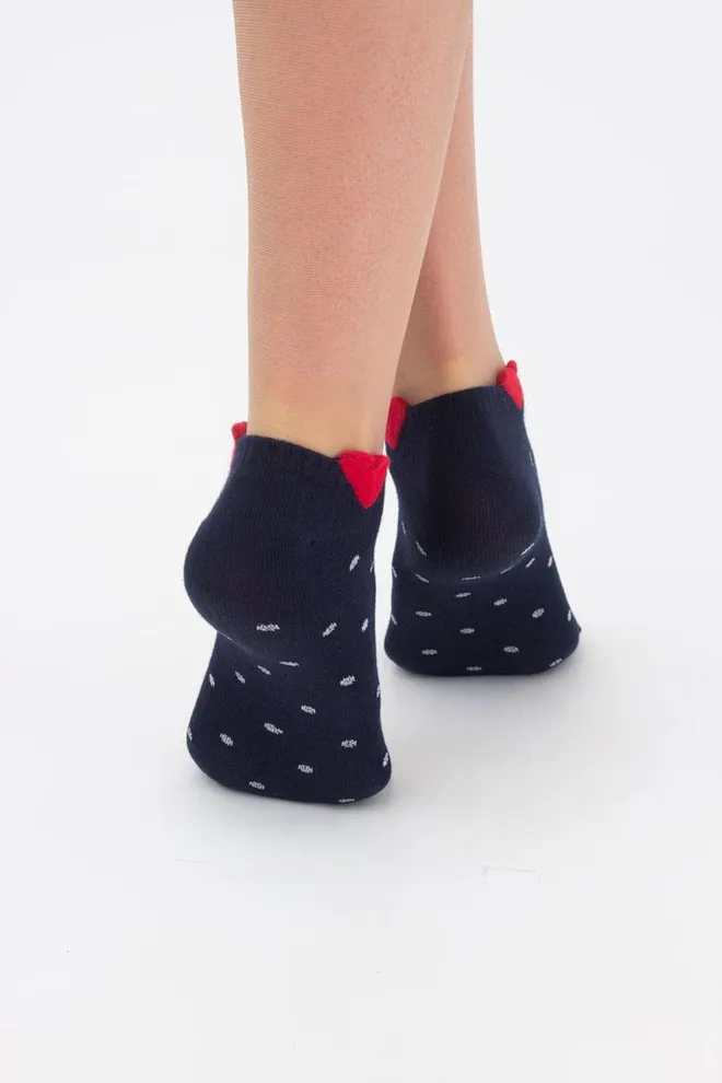 Шкарпетки жіночі короткі в горошок Ws1 fashion 042 Giulia (navy)