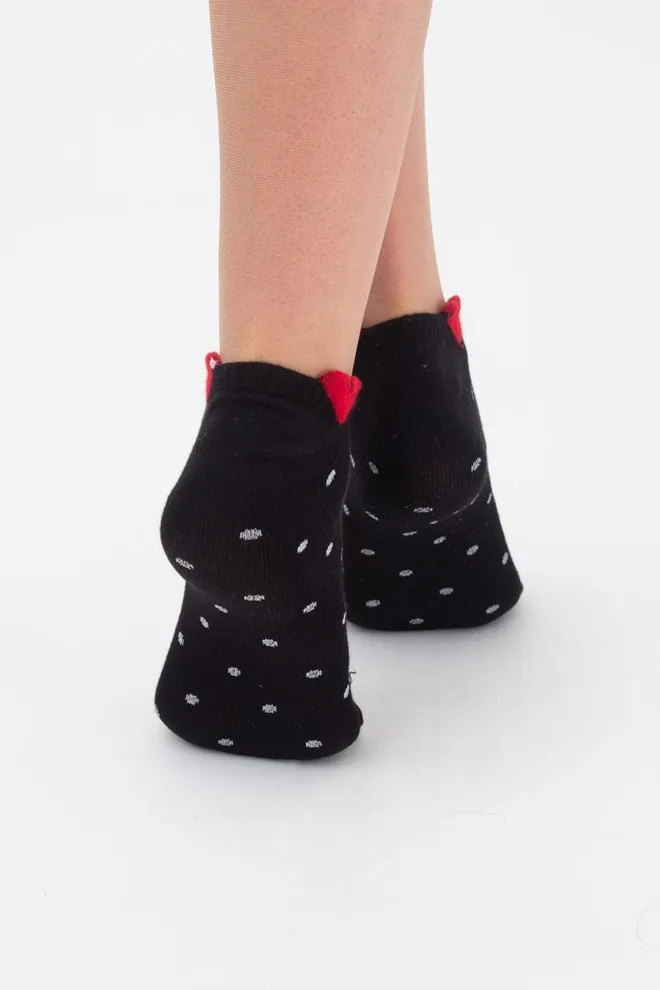 Шкарпетки жіночі короткі в горошок Ws1 fashion 042 Giulia (nero)