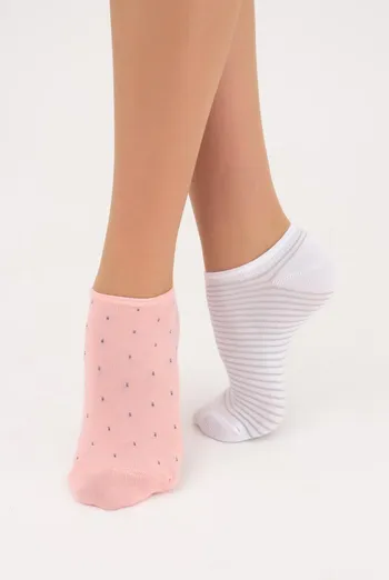 Носки женские невидимые WS1 fashion 046 + WS1 lurex 009 Giulia 2 пары (white/geranium)