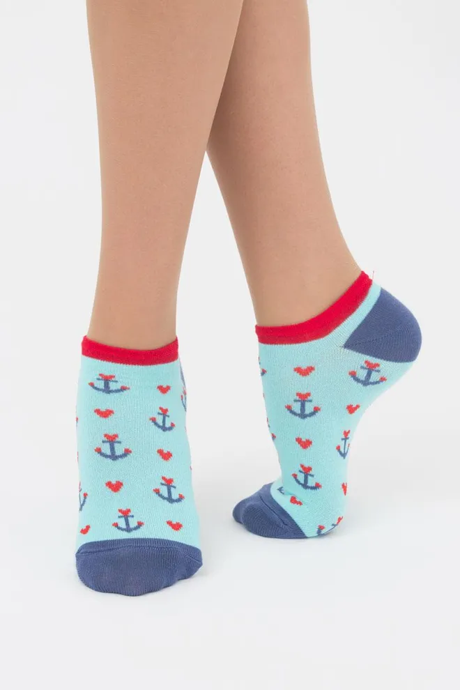 Носки женские невидимые Ws1 marine 009 Giulia (light mint), зеленый