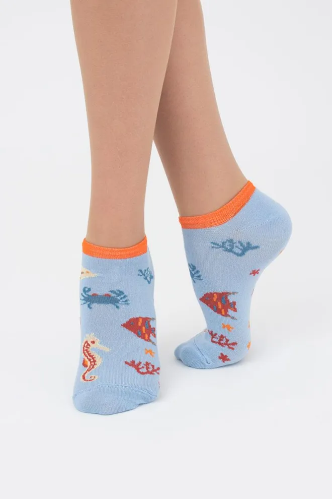 Носки женские невидимые Ws1 marine 011 Giulia (baby blue), голубой