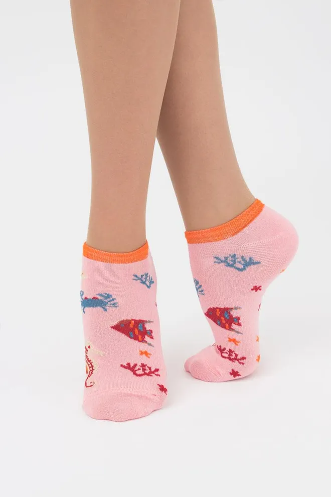Носки женские невидимые Ws1 marine 011 Giulia (geranium), розовый