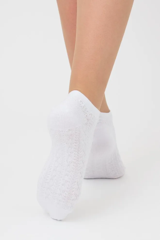 Женские короткие носки с узором Ws1 Soft Background 001 Giulia (white)