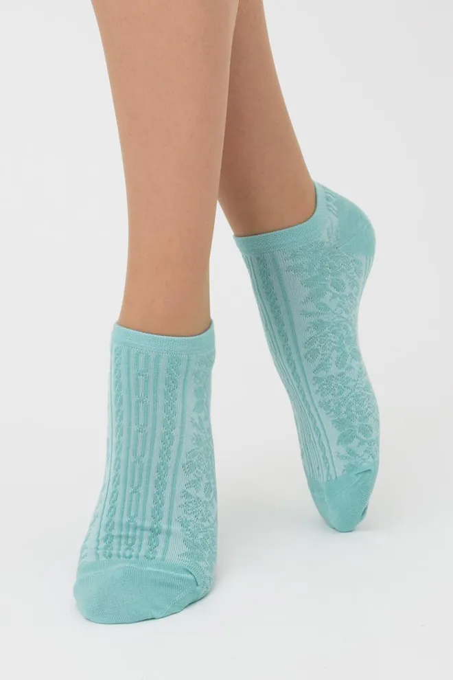 Женские короткие носки с узором Ws1 Soft Background 004 Giulia (pastel turquoise)