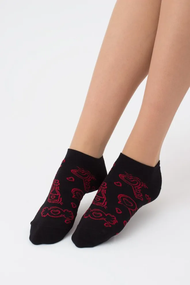 Шкарпетки жіночі короткі Ws1 Valentine 010 Giulia (black)