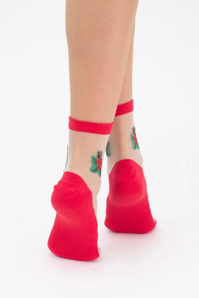 Носки женские с тату Ws2c/mn-033 Giulia (red)