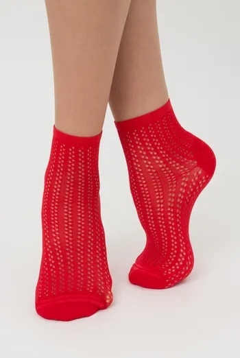 Носки женские классические ажурные WS2 Air Pa 008 Giulia (risk red), красный Носки женские классические ажурные WS2 Air Pa 008 Giulia (risk red), красный