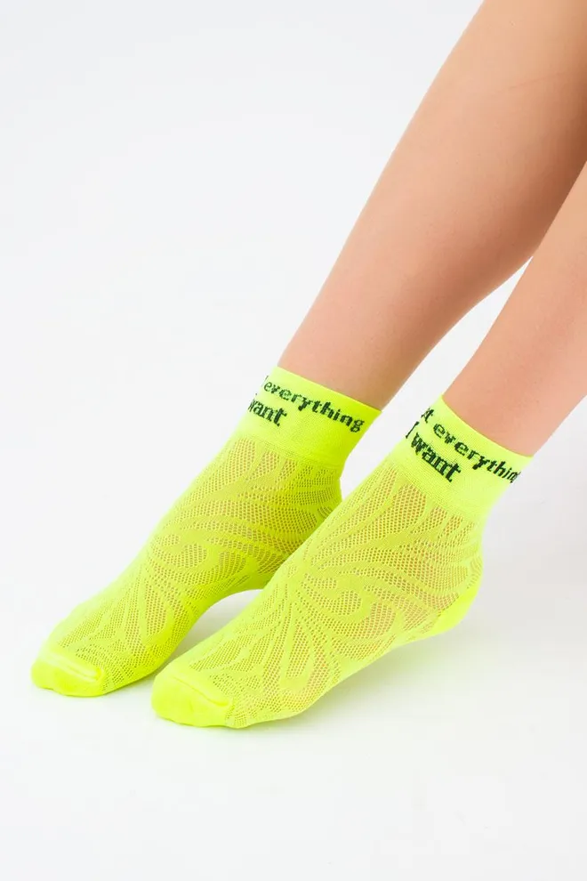 Носки женские короткие спортивные WS2 air pa 009 Giulia (yellow neon)