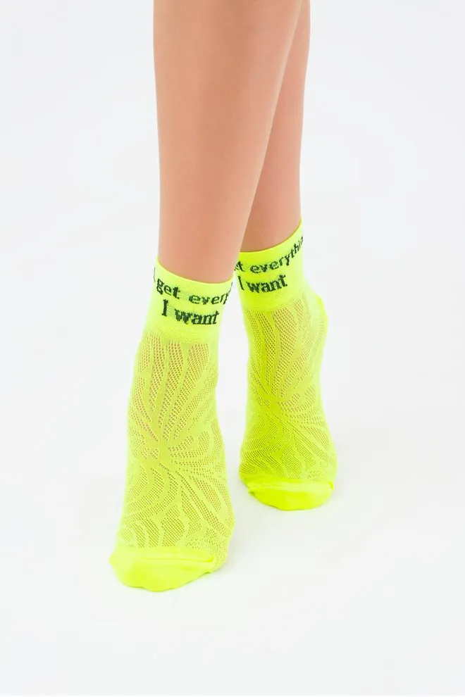 Носки женские короткие спортивные WS2 air pa 009 Giulia (yellow neon)