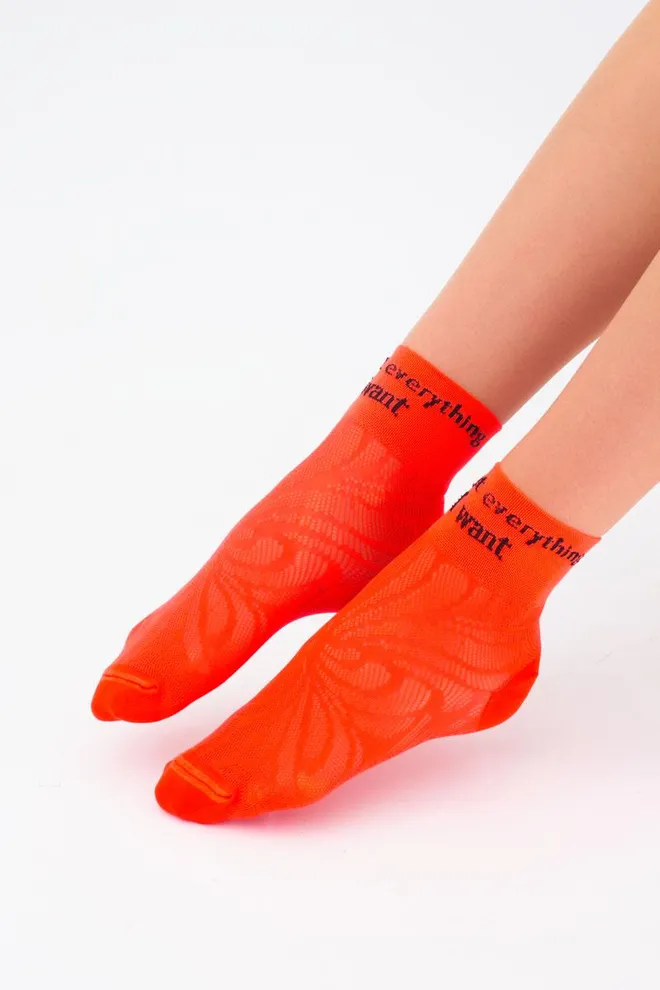 Шкарпетки жіночі короткі спортивні WS2 air pa 009 Giulia (orange neon)