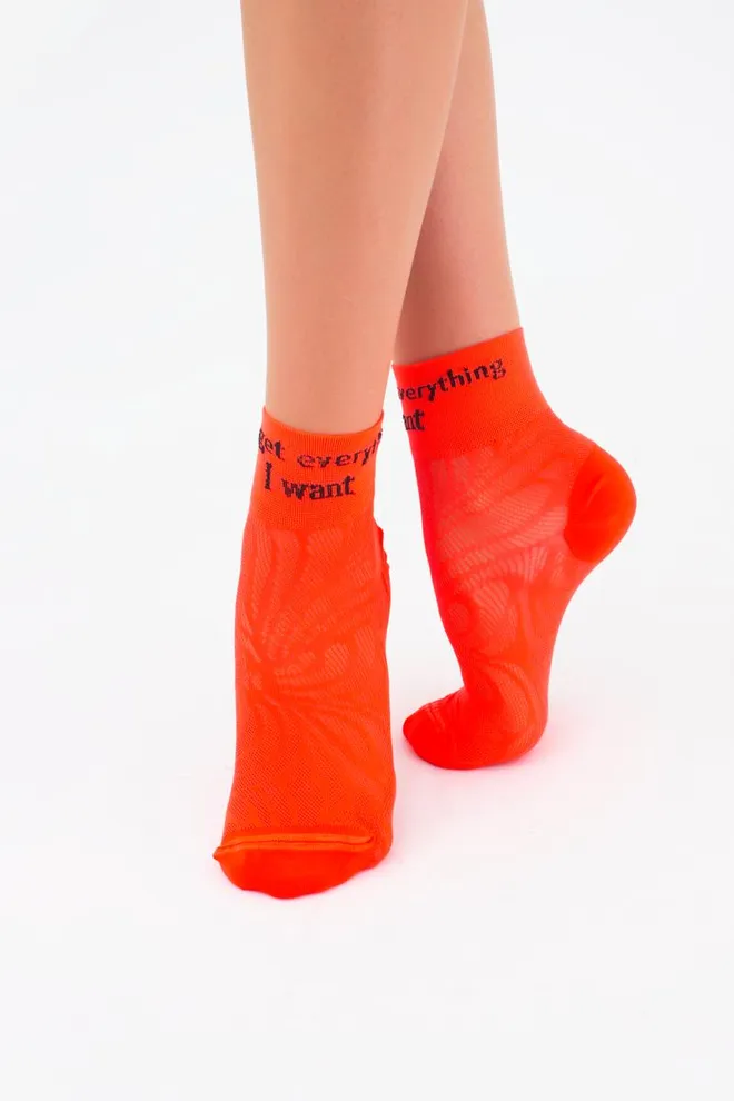 Шкарпетки жіночі короткі спортивні WS2 air pa 009 Giulia (orange neon)