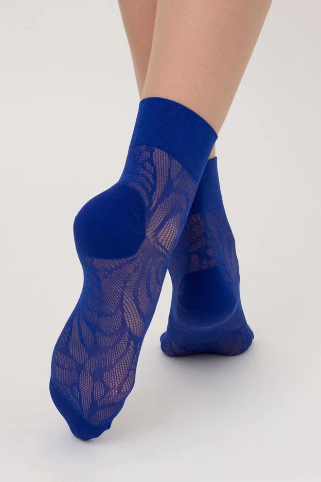 Шкарпетки жіночі классические ажурні WS2 Air Pa 010 Giulia (bright blue), синій